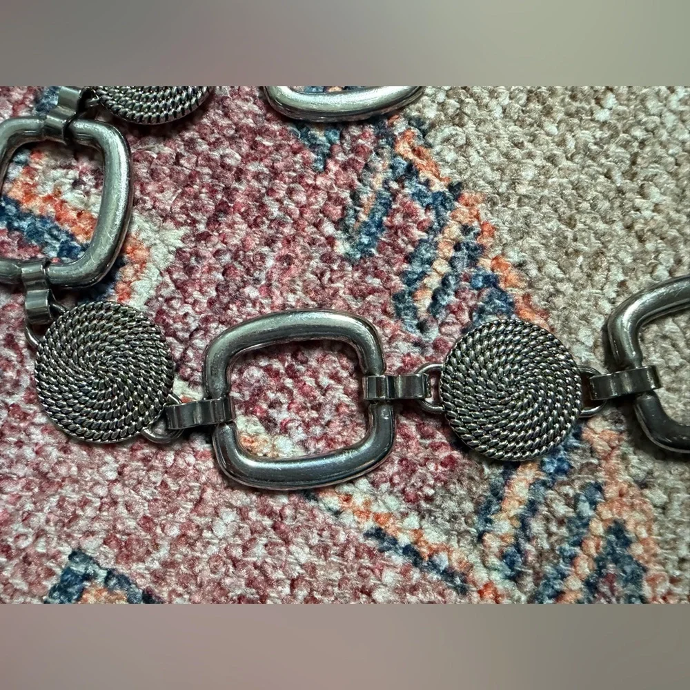Vintage Silver-Tone Geometric Chain Link Belt